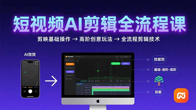 短视频AI剪辑技能，从剪映基础操作到高阶创意玩法，全流程剪辑技术-创薯资源