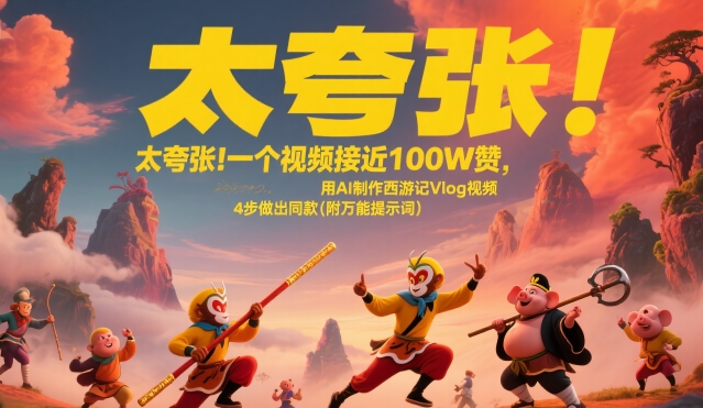 太夸张！一个视频接近100W赞，用AI制作西游记Vlog视频，全流程拆解来了(附万能提示词)-创薯资源