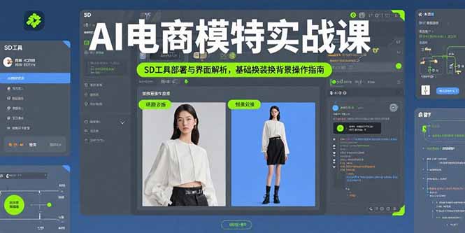 AI电商模特实战课，SD工具部署与界面解析，基础换装换背景操作指南-创薯资源