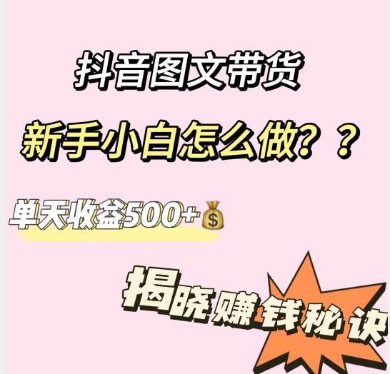 抖音图文带货，新手小白怎么做？单天收益500+【揭秘赚钱秘诀】-创薯资源
