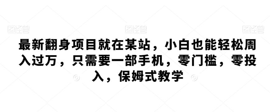 最新翻身项目就在某站，小白也能轻松周入过万，只需要一部手机，零门槛，零投入，保姆式教学-创薯资源
