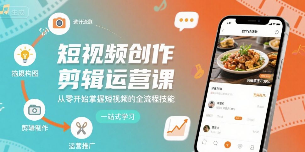 短视频创作剪辑运营课，从零开始掌握短视频的全流程技能-创薯资源