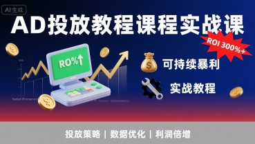 AD投放教程课程实战课，实现广告ROI300%+可持续暴利-创薯资源
