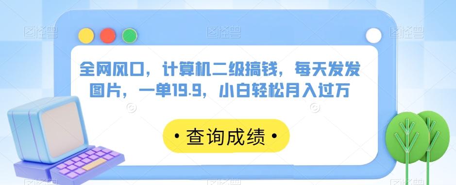 全网风口，计算机二级搞钱，每天发发图片，一单19.9，小白轻松月入过万【揭秘】-创薯资源