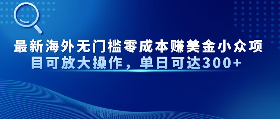最新海外无门槛零成本赚美金小众项目可放大操作，单日可达300+-创薯资源