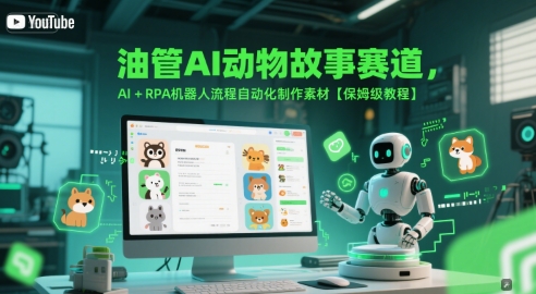 油管AI动物故事赛道，AI+RPA机器人流程自动化制作素材【保姆级教程】-创薯资源