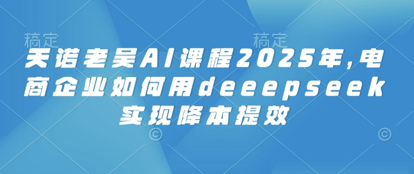 天诺老吴AI课程2025年，电商企业如何用deeepseek实现降本提效-创薯资源