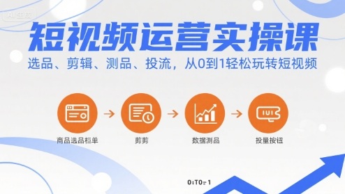短视频运营实操课，选品、剪辑、测品、投流，从0到1轻松玩转短视频-创薯资源