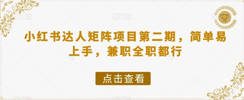 小红书达人矩阵项目第二期，简单易上手，兼职全职都行-创薯资源