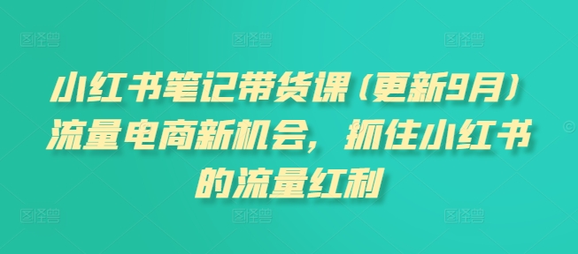小红书笔记带货课(更新25年4月)流量电商新机会，抓住小红书的流量红利-创薯资源