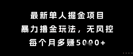 最新单人掘金项目，暴力撸金玩法，无风控，每个月多挣5k+【揭秘】-创薯资源