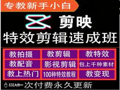 剪映特效教程和运营变现教程，特效剪辑速成班，专教新手小白-创薯资源