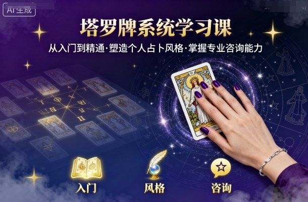 塔罗牌系统学习课，助你从入门到精通，塑造个人占卜风格，掌握专业咨询能力-创薯资源