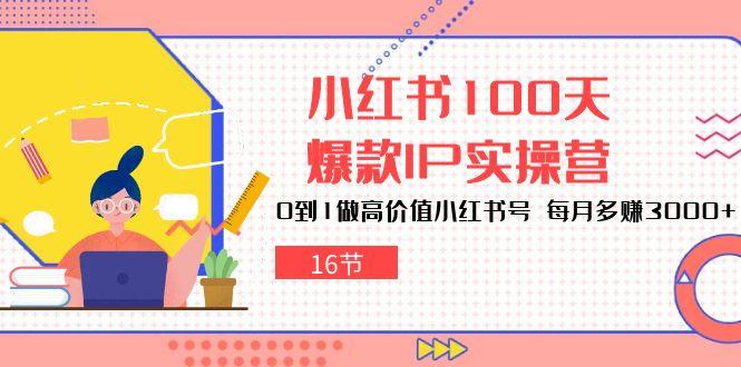 小红书100天-爆款IP实操营，0到1做高价值小红书号 每月多赚3000+(16节-创薯资源