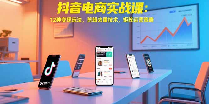 抖音电商实战课：12种变现玩法，剪辑去重技术，矩阵运营策略-创薯资源