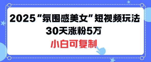 不露脸也能火！2025“氛围感美女”短视频玩法，30天涨粉5W小白可复制-创薯资源