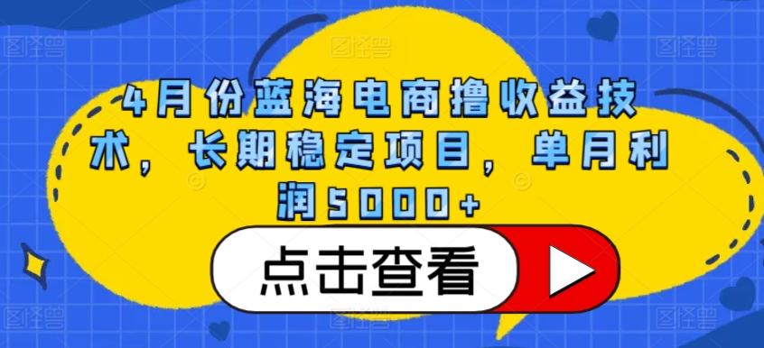 4月份蓝海电商撸收益技术，长期稳定项目，单月利润5000+【揭秘】-创薯资源
