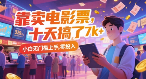 靠卖电影票，十天搞了7k+，小白无门槛上手，零投入【揭秘】-创薯资源