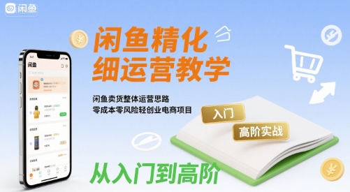 闲鱼精细化运营入门+高阶实战教学，闲鱼卖货整体运营思路，零成本零风险轻创业电商项目-创薯资源