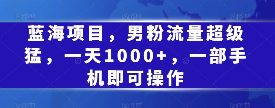 蓝海项目，男粉流量超级猛，一天1000+，一部手机即可操作【揭秘】-创薯资源