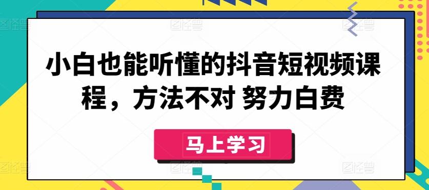小白也能听懂的抖音短视频课程，方法不对 努力白费-创薯资源