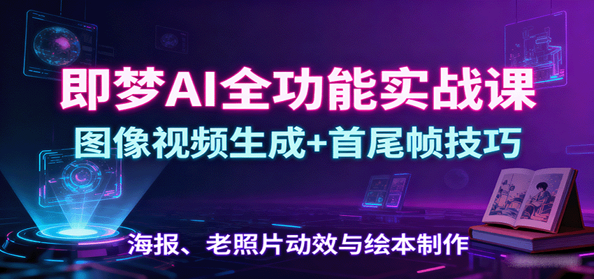 即梦AI全功能实战课：图像视频生成+首尾帧技巧，海报、老照片动效与绘本制作-创薯资源