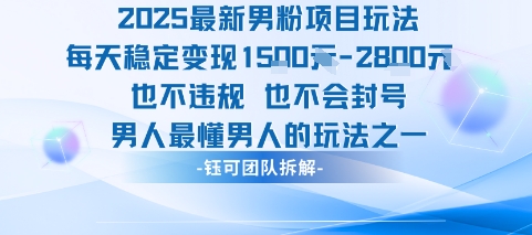 2025最新男粉项目玩法每天变现1k+也不违规也不会封号男人最懂男人的玩法-创薯资源