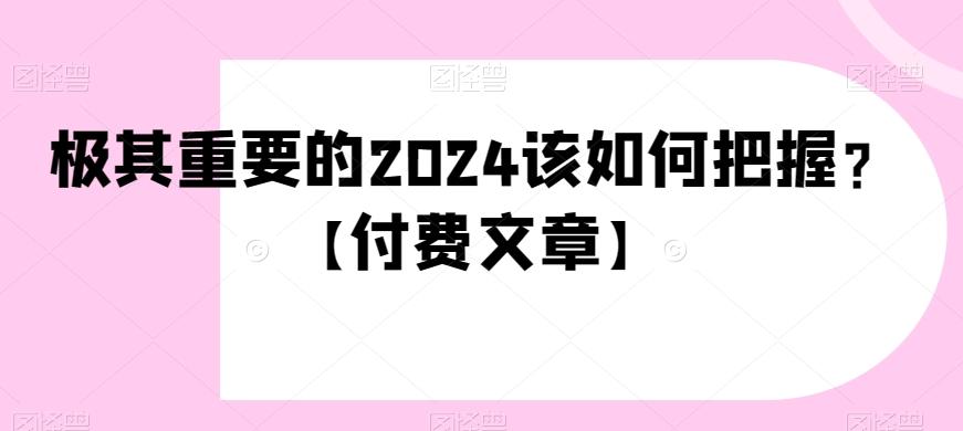极其重要的2024该如何把握？【付费文章】-创薯资源