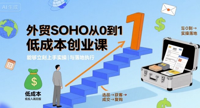 外贸SOHO从0到1低成本创业课，能够立刻上手实操与落地执行-创薯资源
