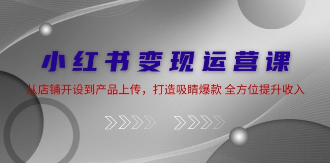 小红书变现运营课：从店铺开设到产品上传，打造吸睛爆款 全方位提升收入-创薯资源
