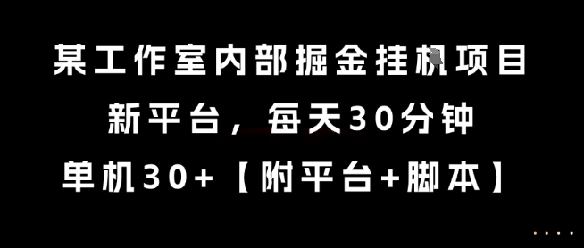 某工作室内部掘金挂G项目，新平台，每天30分钟，单机30+【揭秘】-创薯资源