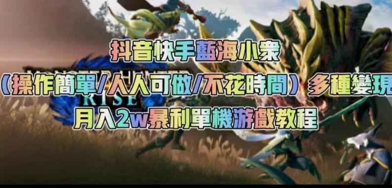 抖音快手蓝海小众（操作简单人人可做不花时间）多种变现月入2w＋暴利单机游戏教程-创薯资源