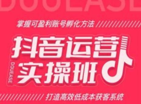 抖音运营实操班，掌握可盈利账号孵化方法，打造高效低成本获客系统-创薯资源
