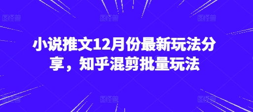 小说推文12月份最新玩法分享，知乎混剪批量玩法-创薯资源