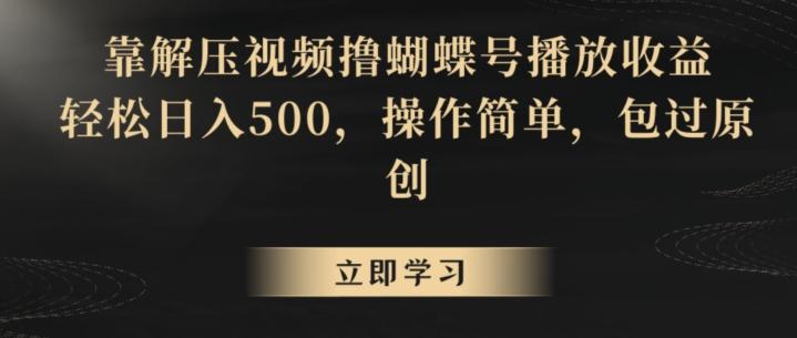 靠解压视频撸蝴蝶号播放收益，轻松日入500，操作简单，包过原创【揭秘】-创薯资源