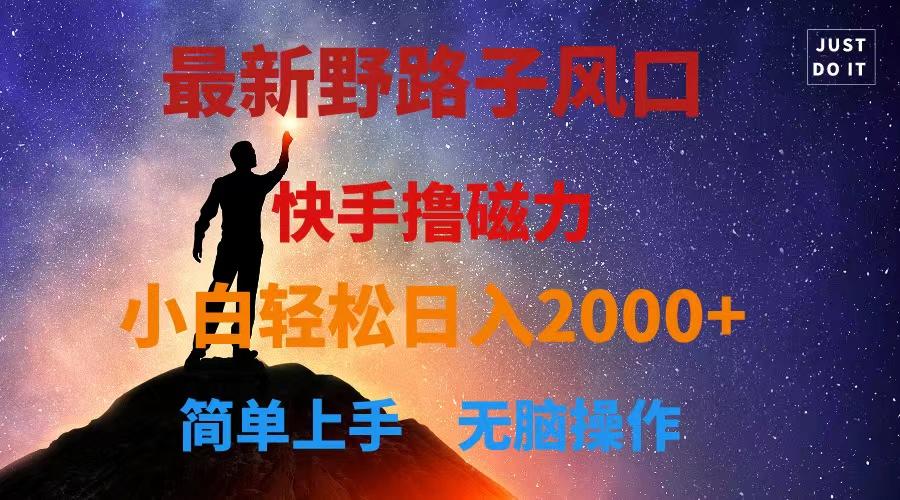 最新风口！快手撸磁力，野路子，小白无脑操作日入2000+-创薯资源