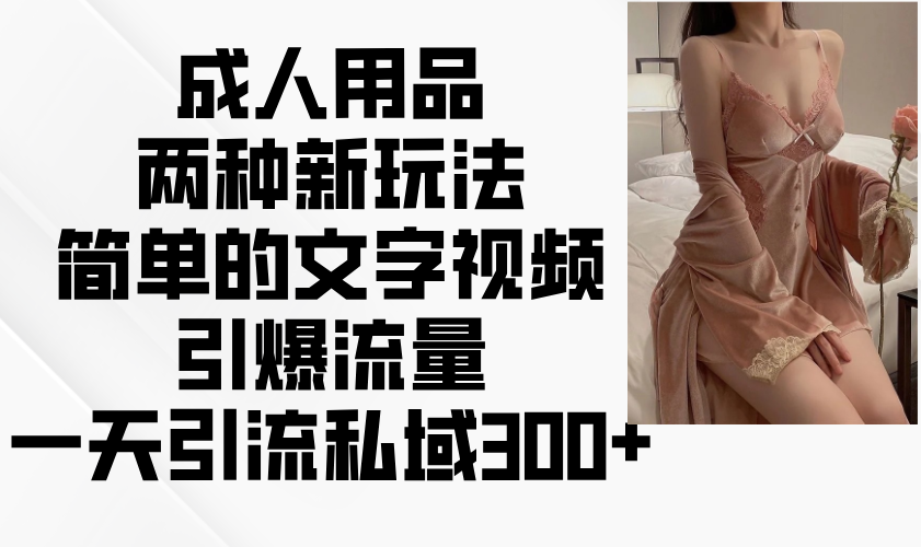 成人用品两种新玩法，简单的文字视频引爆流量，一天引流私域300+-创薯资源