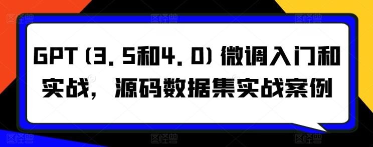 GPT(3.5和4.0)微调入门和实战，源码数据集实战案例-创薯资源