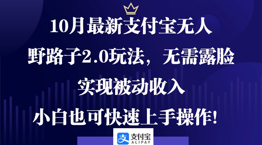 10月最新支付宝无人野路子2.0玩法，无需露脸，实现被动收入，小白也可…-创薯资源