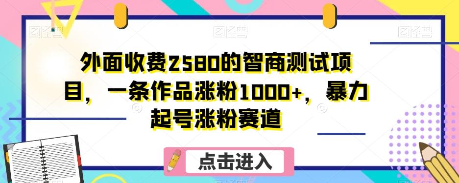 外面收费2580的智商测试项目，一条作品涨粉1000+，暴力起号涨粉赛道【揭秘】-创薯资源