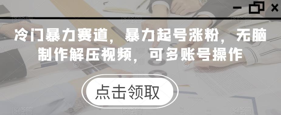 冷门暴力赛道，暴力起号涨粉，无脑制作解压视频，可多账号操作-创薯资源