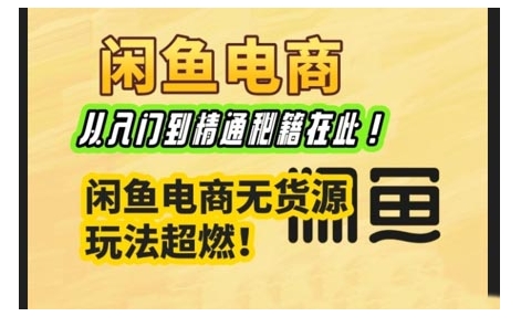 闲鱼电商实战课，从入门到精通秘籍在此，闲鱼电商无货源玩法超燃!-创薯资源