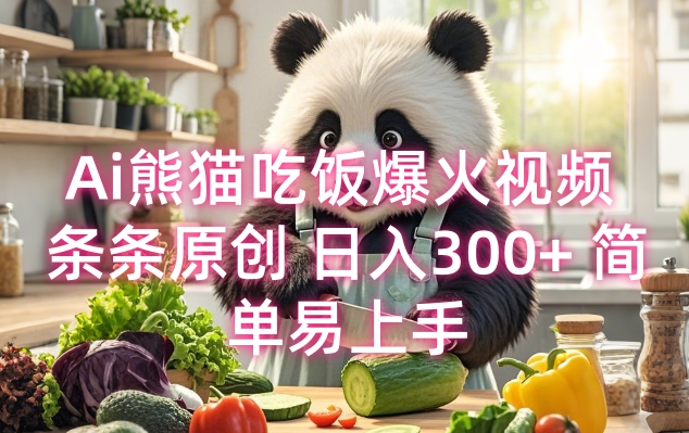 Ai熊猫吃饭爆火视频 条条原创 日入300+ 简单易上手-创薯资源
