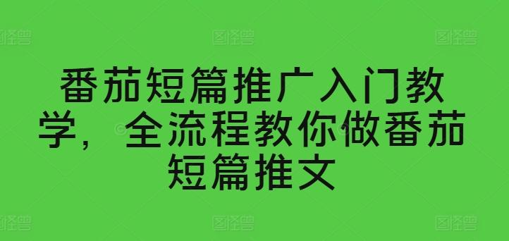 番茄短篇推广入门教学，全流程教你做番茄短篇推文-创薯资源