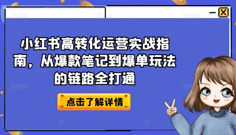 小红书高转化运营实战指南，从爆款笔记到爆单玩法的链路全打通-创薯资源