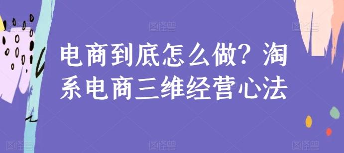 电商到底怎么做？淘系电商三维经营心法-创薯资源