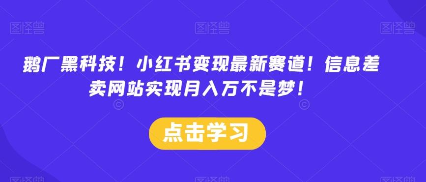 鹅厂黑科技！小红书变现最新赛道！信息差卖网站实现月入万不是梦！-创薯资源