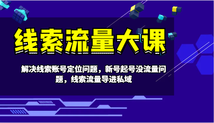 线索流量大课-解决线索账号定位问题，新号起号没流量问题，线索流量导进私域-创薯资源
