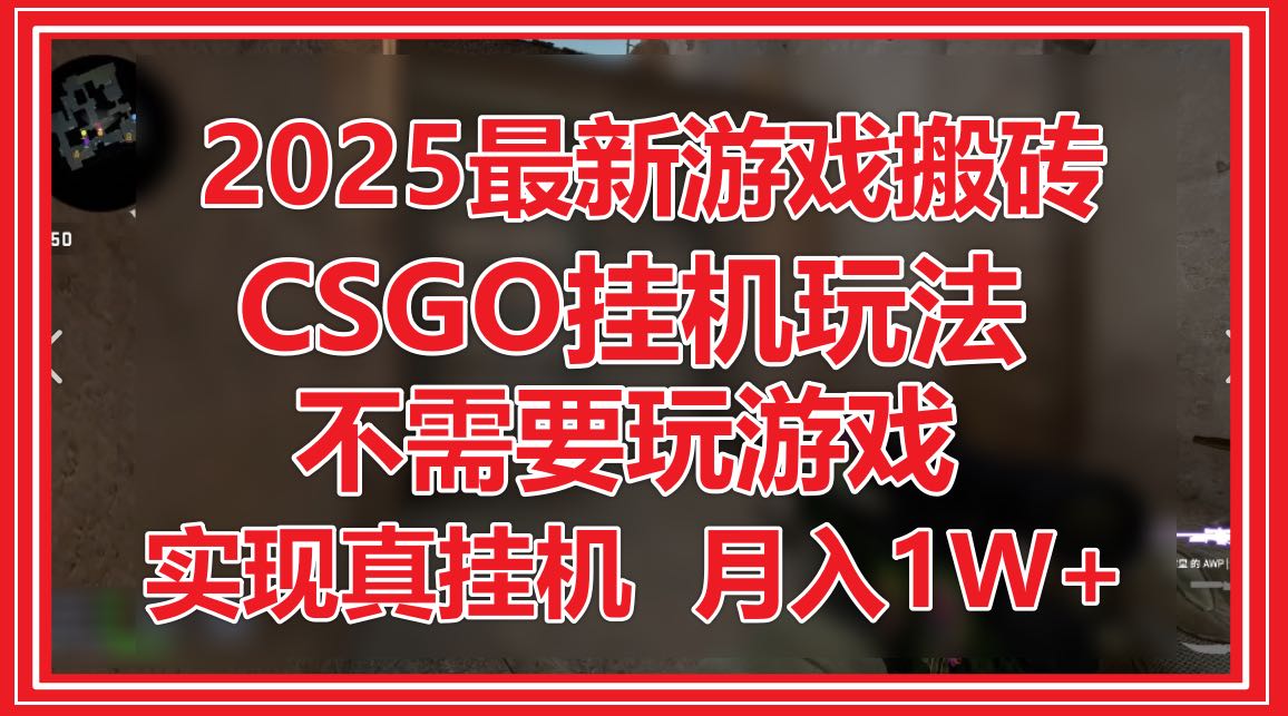 2025最新游戏搬砖，CSGO挂机，不需要玩游戏，实现真挂机，月入1W+-创薯资源