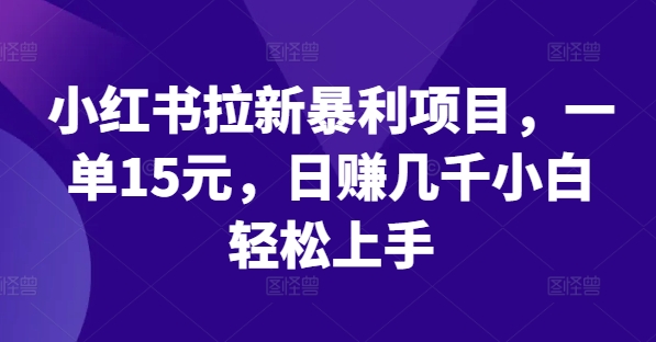 小红书拉新暴利项目，一单15元，日赚几千小白轻松上手【揭秘】-创薯资源
